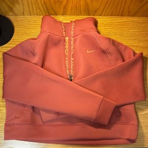 W Nike Pro Running cropped long sleeve quarter zip in pink - size M